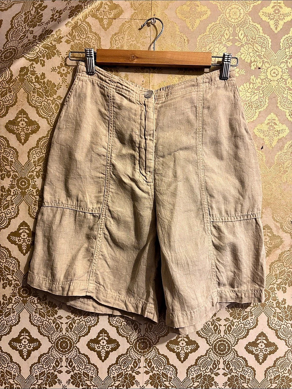 Vintage California Threads 100% Linen Bermuda Shorts Tan Size S
